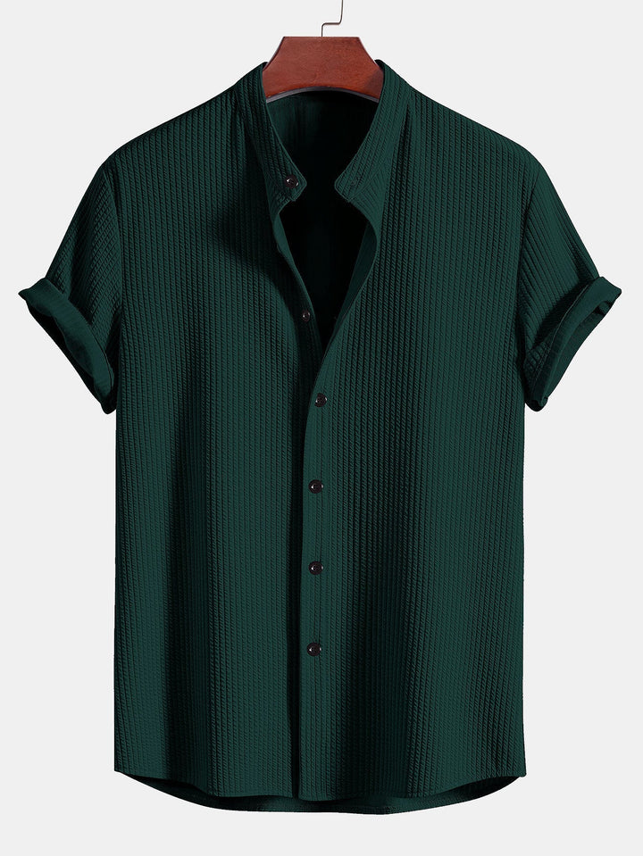 Textured Mao Collar Men's Shirt