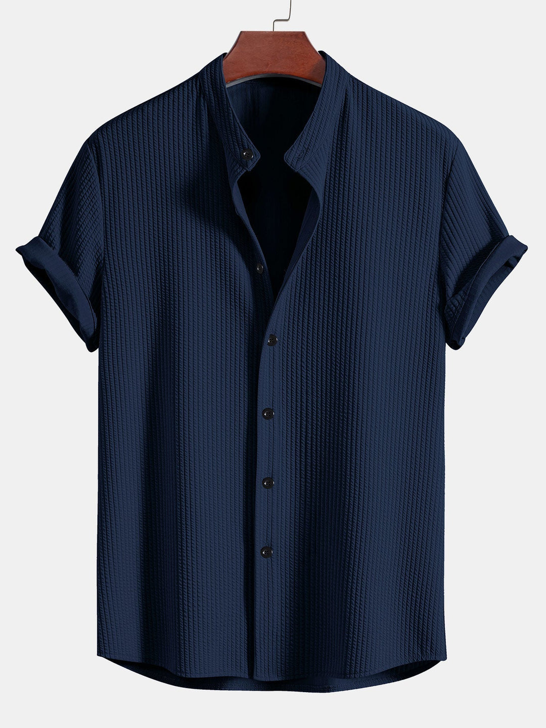 Textured Mao Collar Men's Shirt