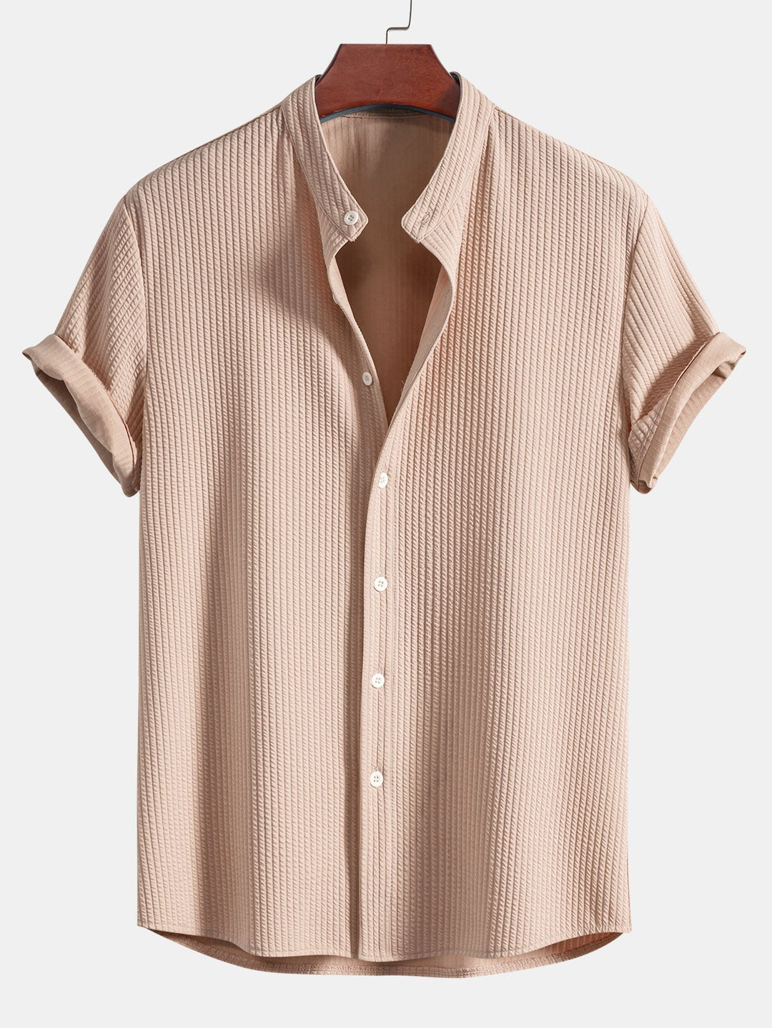 Textured Mao Collar Men's Shirt