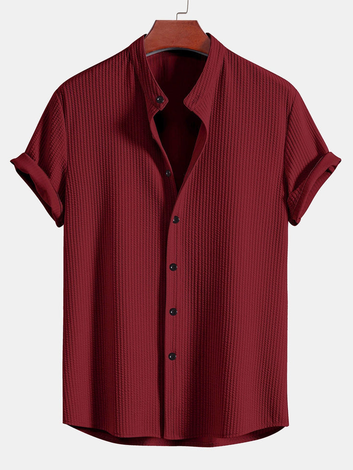 Textured Mao Collar Men's Shirt