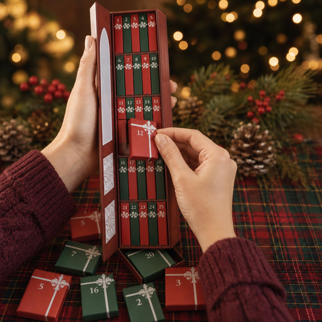 Christmas Advent Calendar With 24 Miniature Book Ornaments