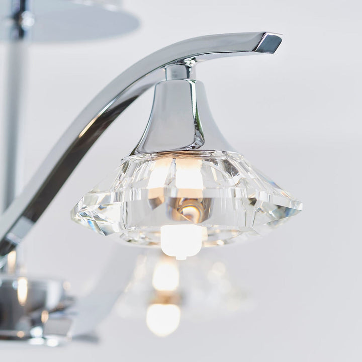 Chrome Semi Flush Light With Clear Crystal Shades