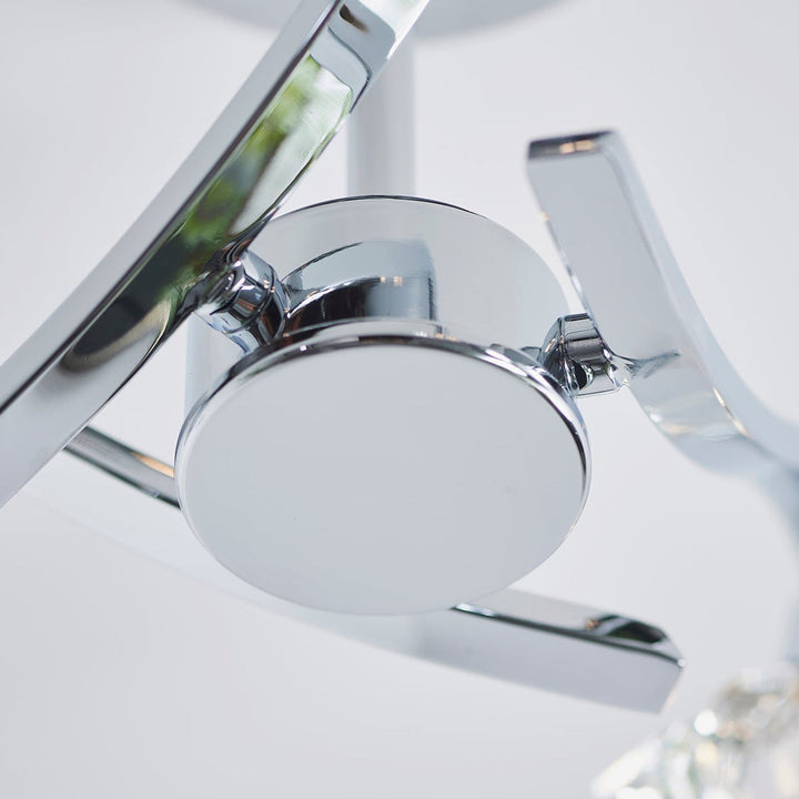 Chrome Semi Flush Light With Clear Crystal Shades