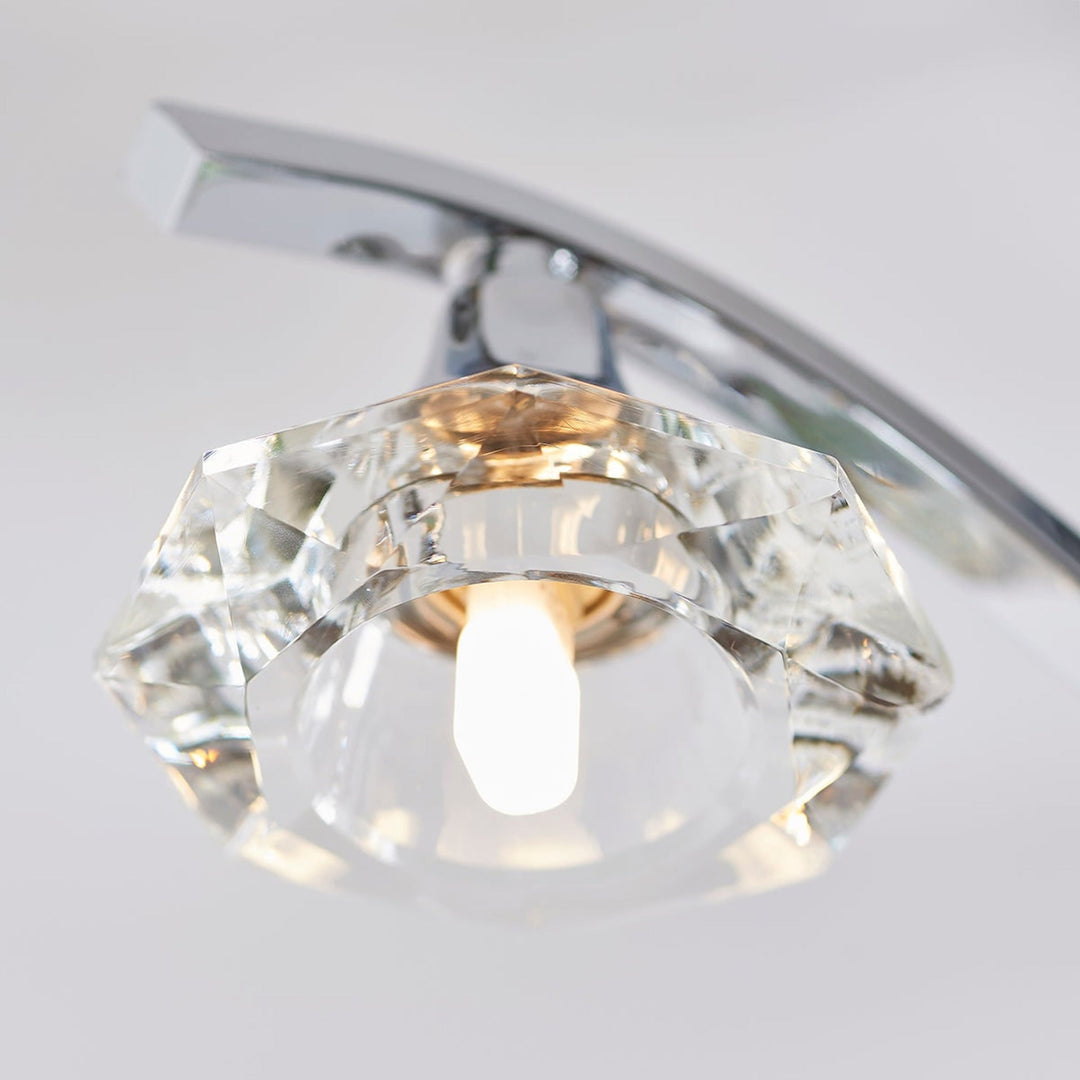 Chrome Semi Flush Light With Clear Crystal Shades