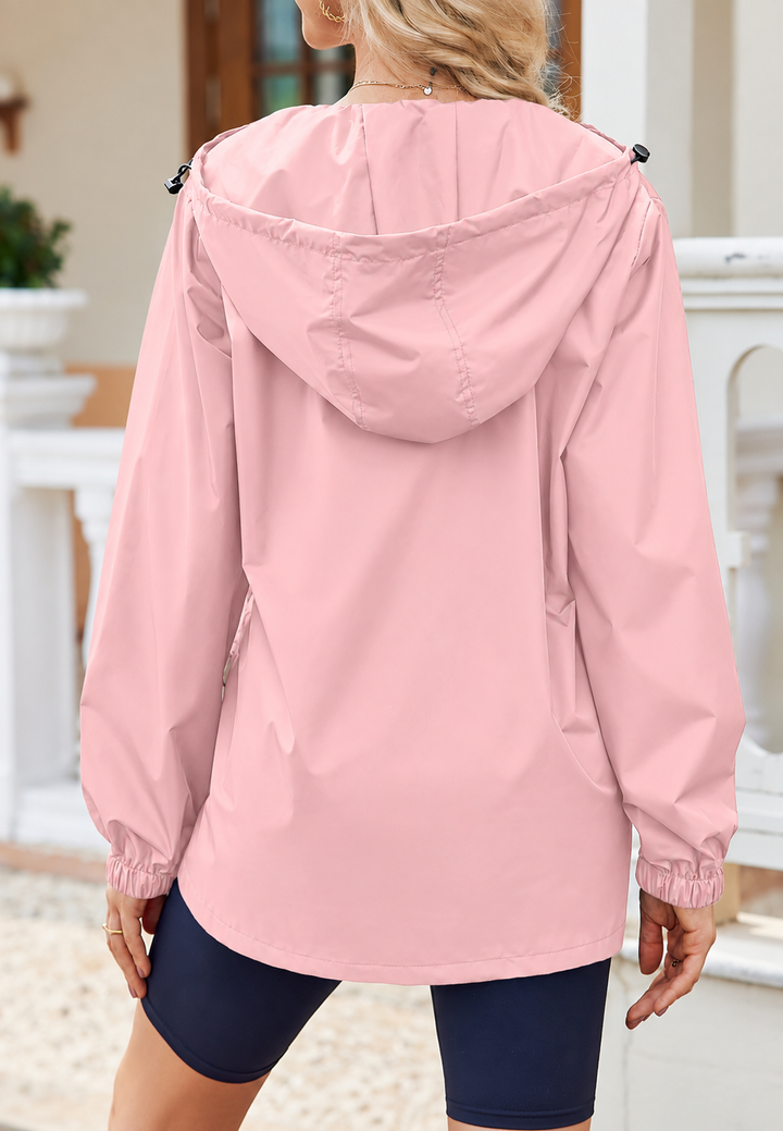 Women's Waterproof Raincoat with Hood and Pockets - Verena