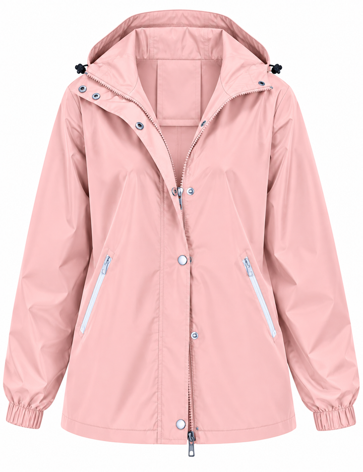 Women's Waterproof Raincoat with Hood and Pockets - Verena