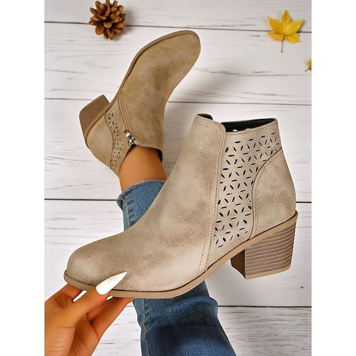 Sylvie - Elegant Suede Cut-Out Ankle Boots
