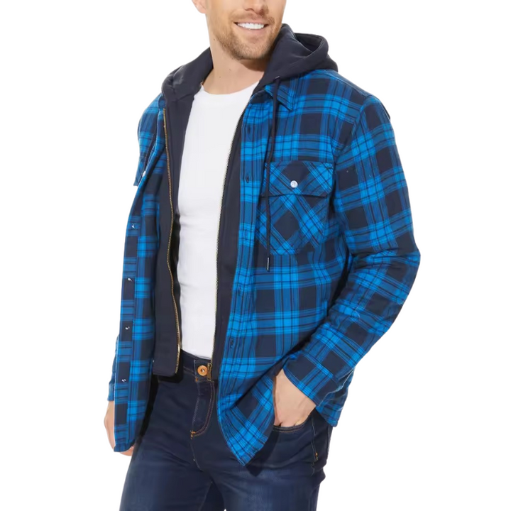 Men's Hooded Checkered Jacket