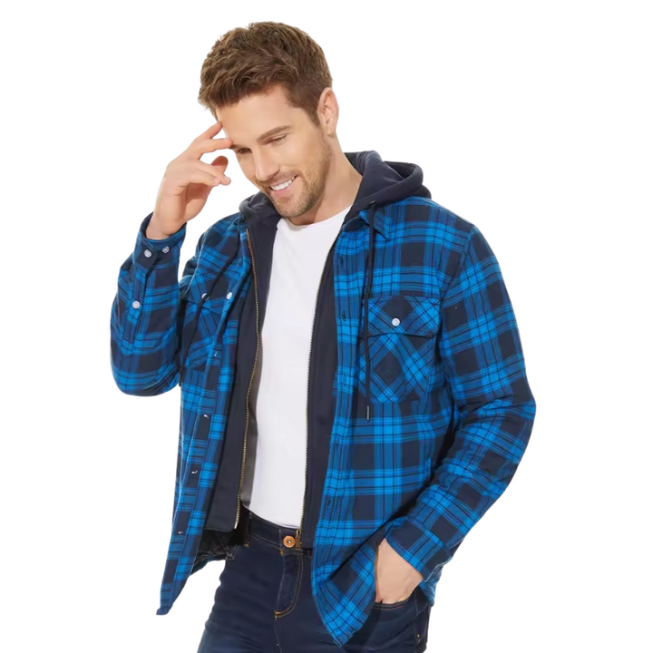 Men's Hooded Checkered Jacket