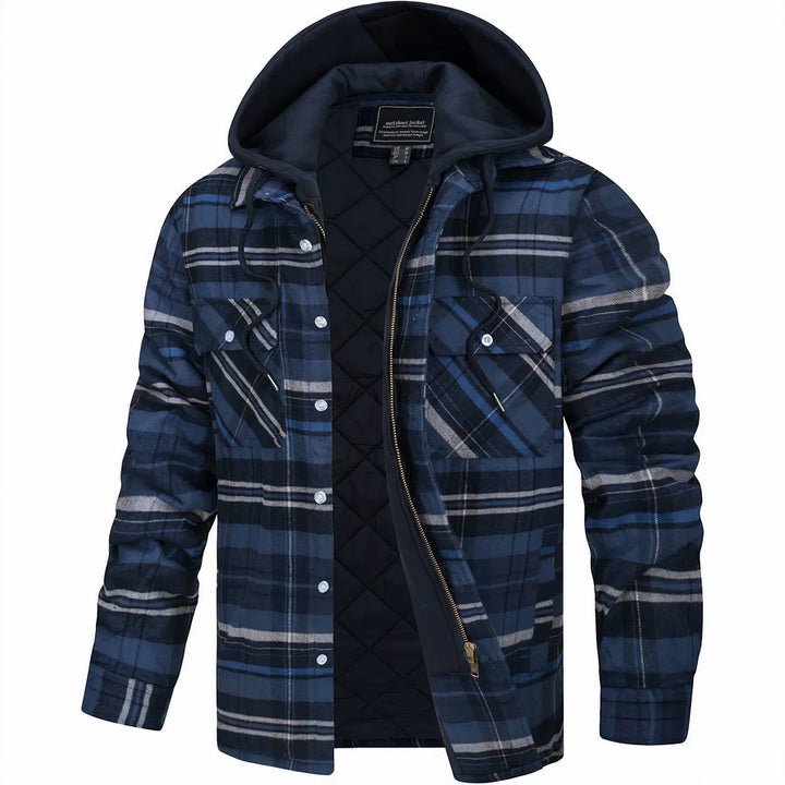 Men's Hooded Checkered Jacket