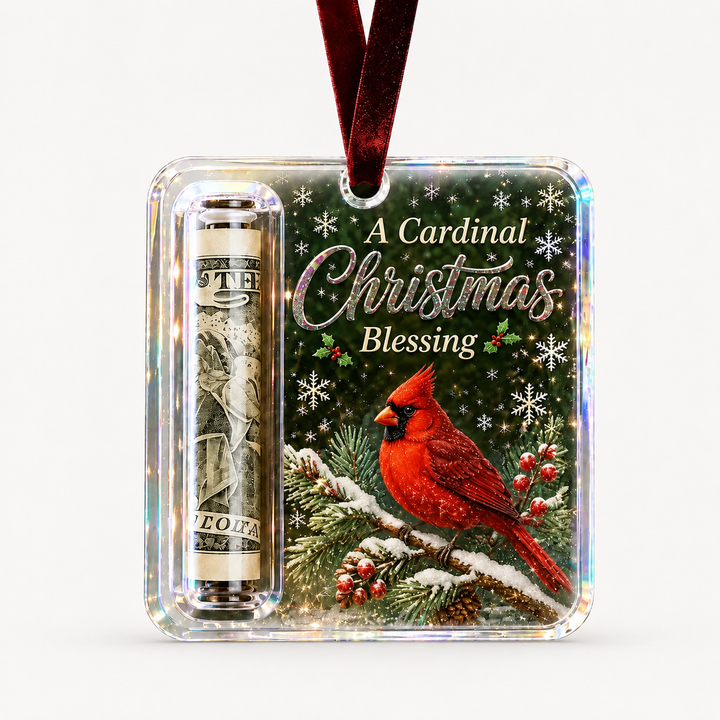 Clear Cash Reveal Christmas Ornament