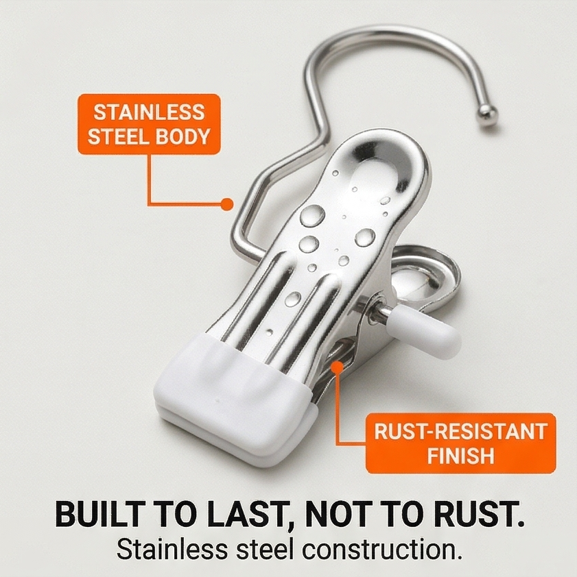 Clipvault Stainless Steel Closet Clip Hooks (20 Pack) - Elena Harper