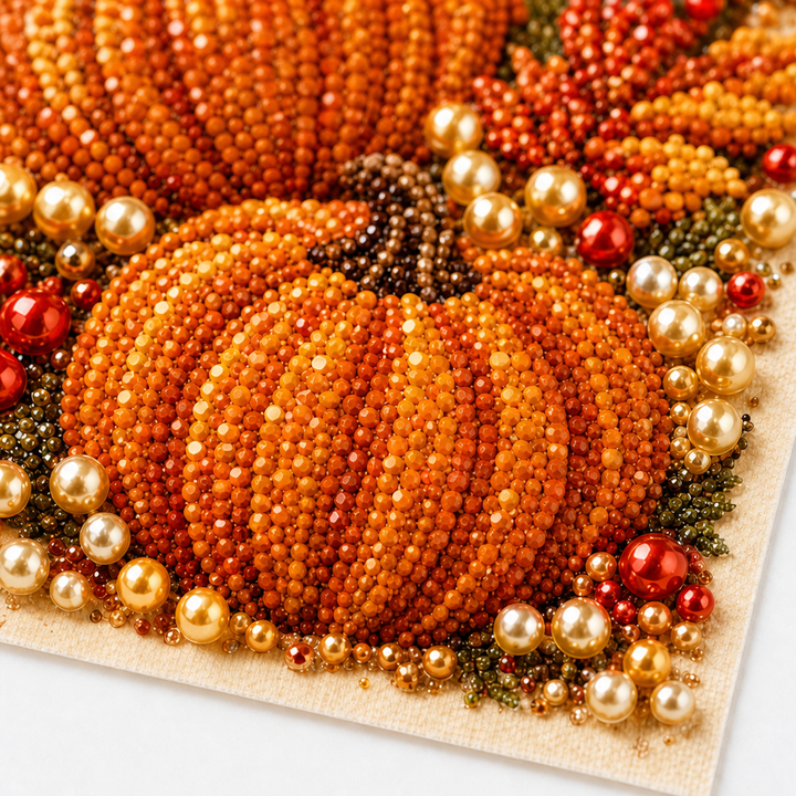Duskbead Pearl-Look Bead Pumpkin & Squirrel Diamond Art Kit - Elena Harper