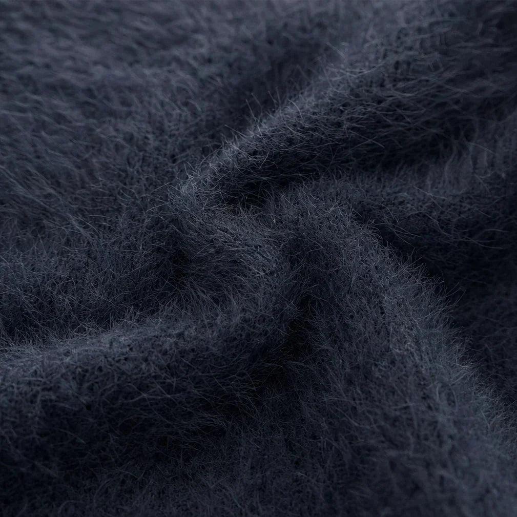 Cozyline Fuzzy Contrast-Trim Half-Zip Sweater - Elena Harper