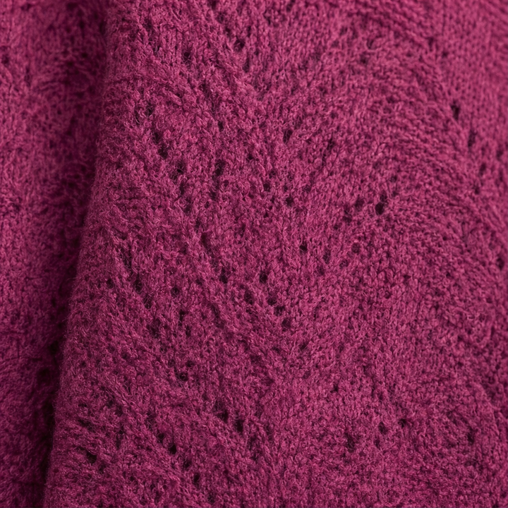 Cowl & Bloom Diamond Openwork Cowl-Neck Knit Top - Elena Harper