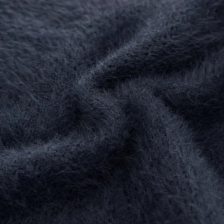Cozyline – Fuzzy Contrast-Trim Half-Zip Sweater
