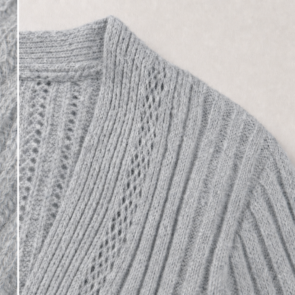 Draperie Ribbed Open-Front Waterfall Cardigan - Elena Harper