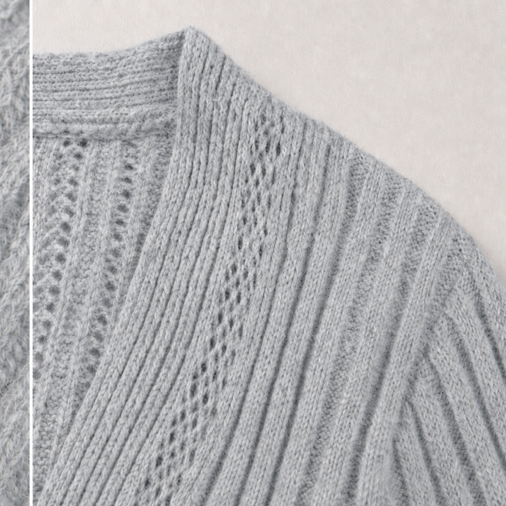 Draperie Ribbed Open-Front Waterfall Cardigan - Elena Harper