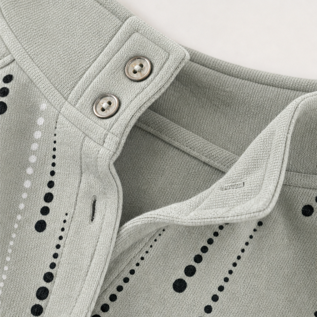 Dotwell Dotted Stand-Collar Button Sweatshirt - Elena Harper