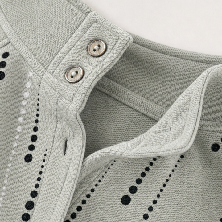 Dotwell Dotted Stand-Collar Button Sweatshirt - Elena Harper