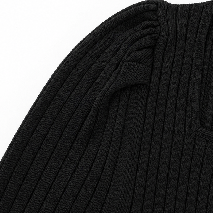 Bellavelle Ribbed Square-Neck Puff-Sleeve Top - Elena Harper