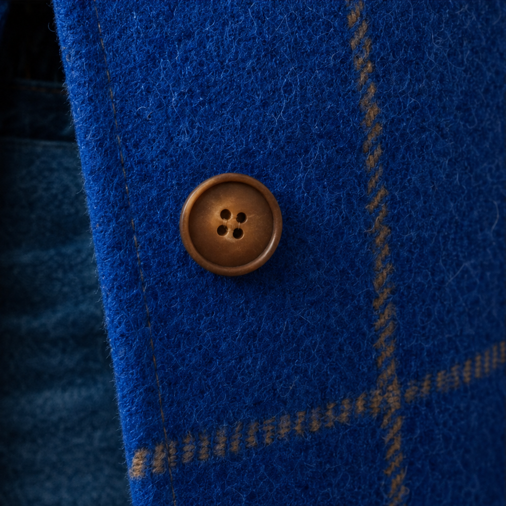 Checkwell Royal Blue Checkered Two-Button Coat - Elena Harper