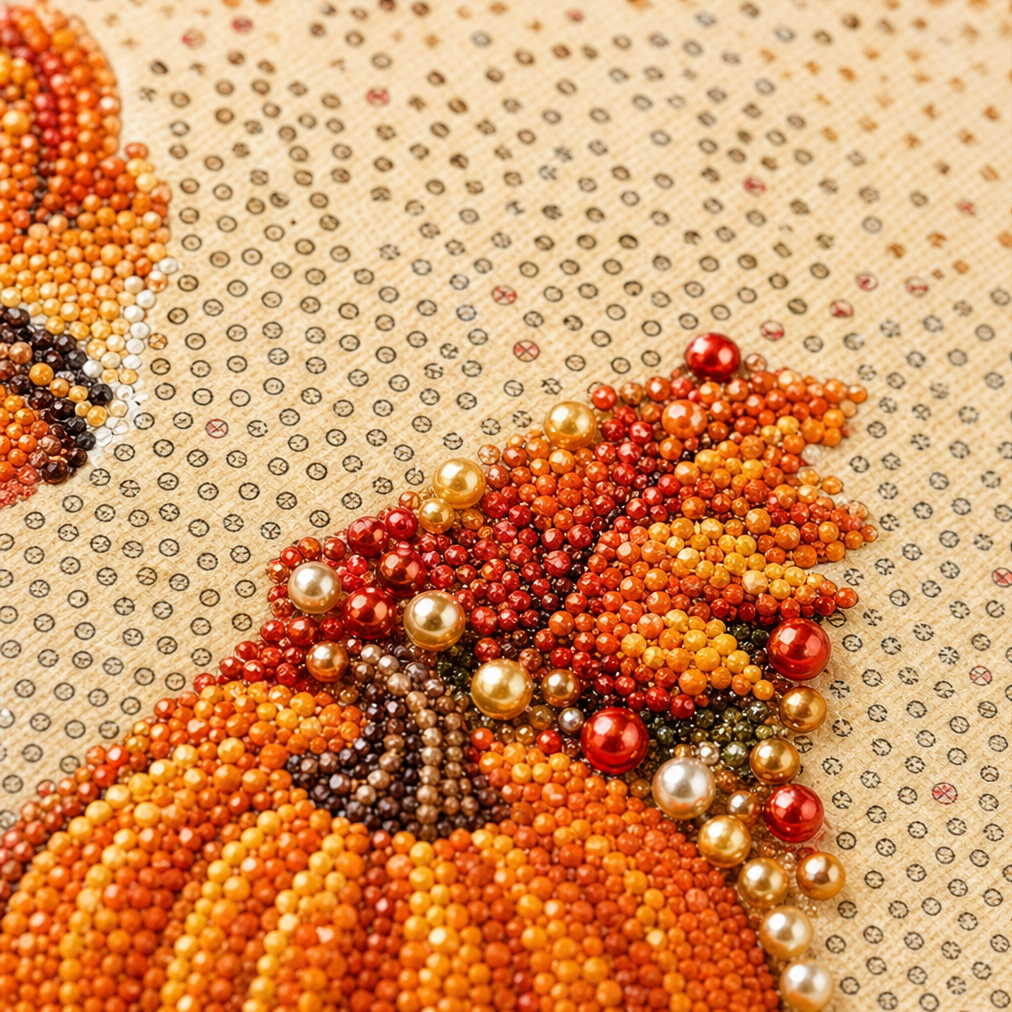 Duskbead Pearl-Look Bead Pumpkin & Squirrel Diamond Art Kit - Elena Harper