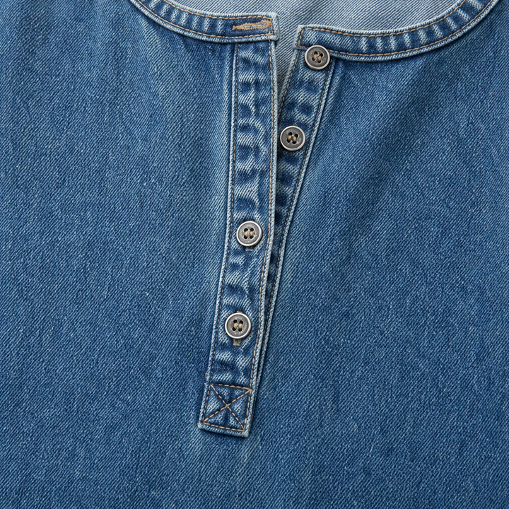Denimelle – Long-Sleeve Denim-Look Maxi Dress