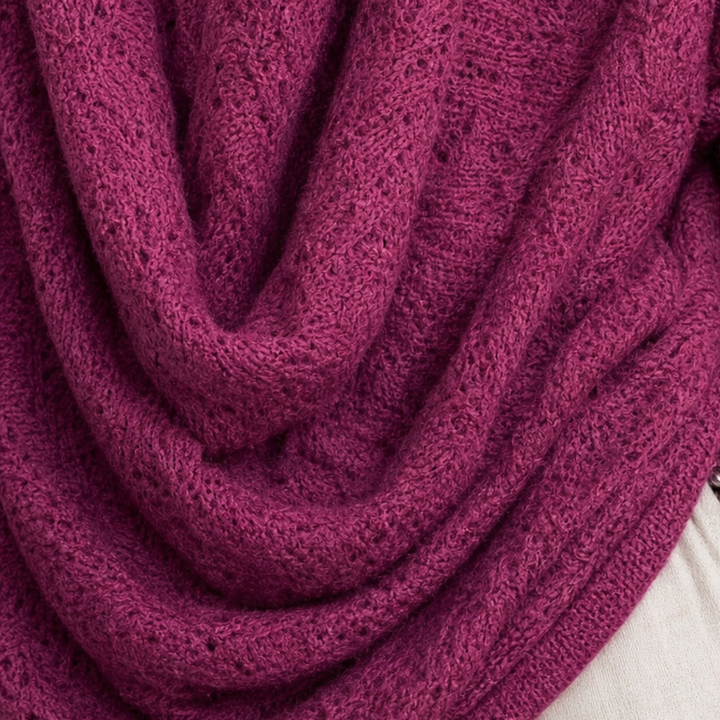 Cowl & Bloom Diamond Openwork Cowl-Neck Knit Top - Elena Harper