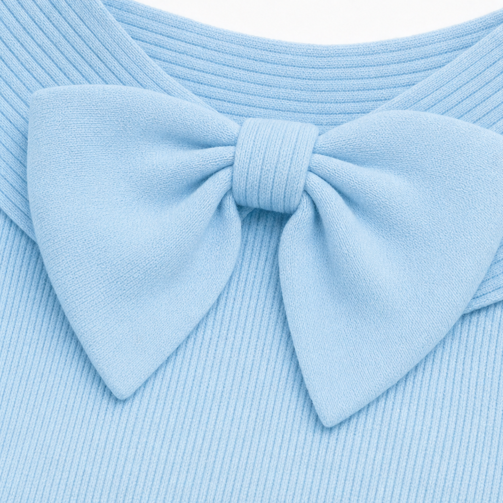 Bowdrift Bow-Neck Ribbed Knit Sweater - Elena Harper