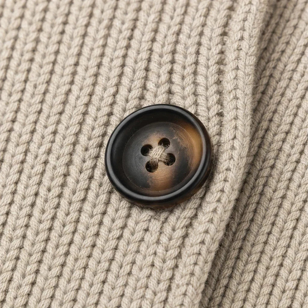 Elara Ribbed Knit Double-Breasted Cardigan - Elena Harper