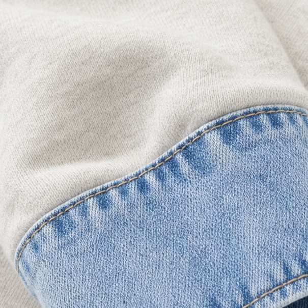 Denver & Wren Denim-Yoke Colorblock Pullover Sweatshirt - Elena Harper