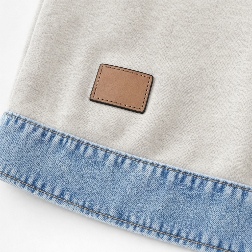Denver & Wren Denim-Yoke Colorblock Pullover Sweatshirt - Elena Harper