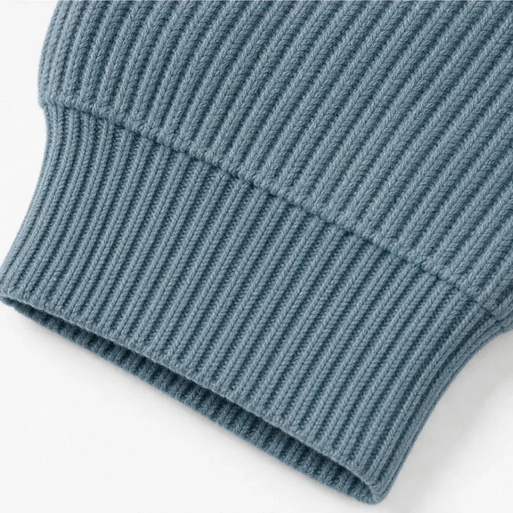 Cozalyn – Ribbed Quarter-Zip Elbow-Patch Pullover Sweater