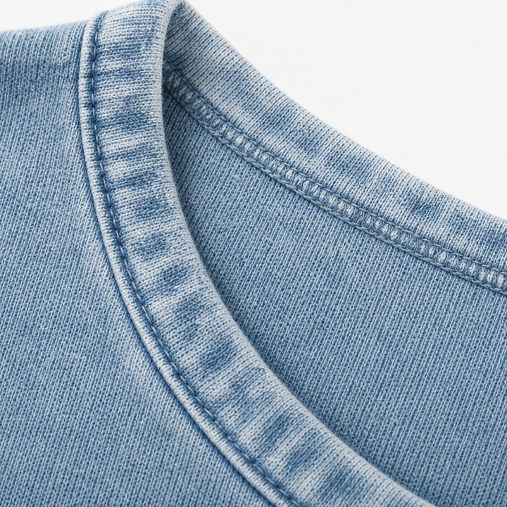 Deniva Denim-Textured Half-Zip Pullover - Elena Harper