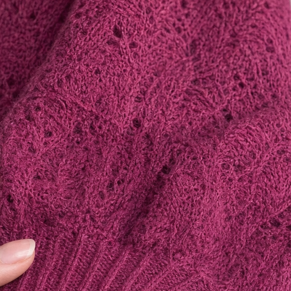 Cowl & Bloom Diamond Openwork Cowl-Neck Knit Top - Elena Harper