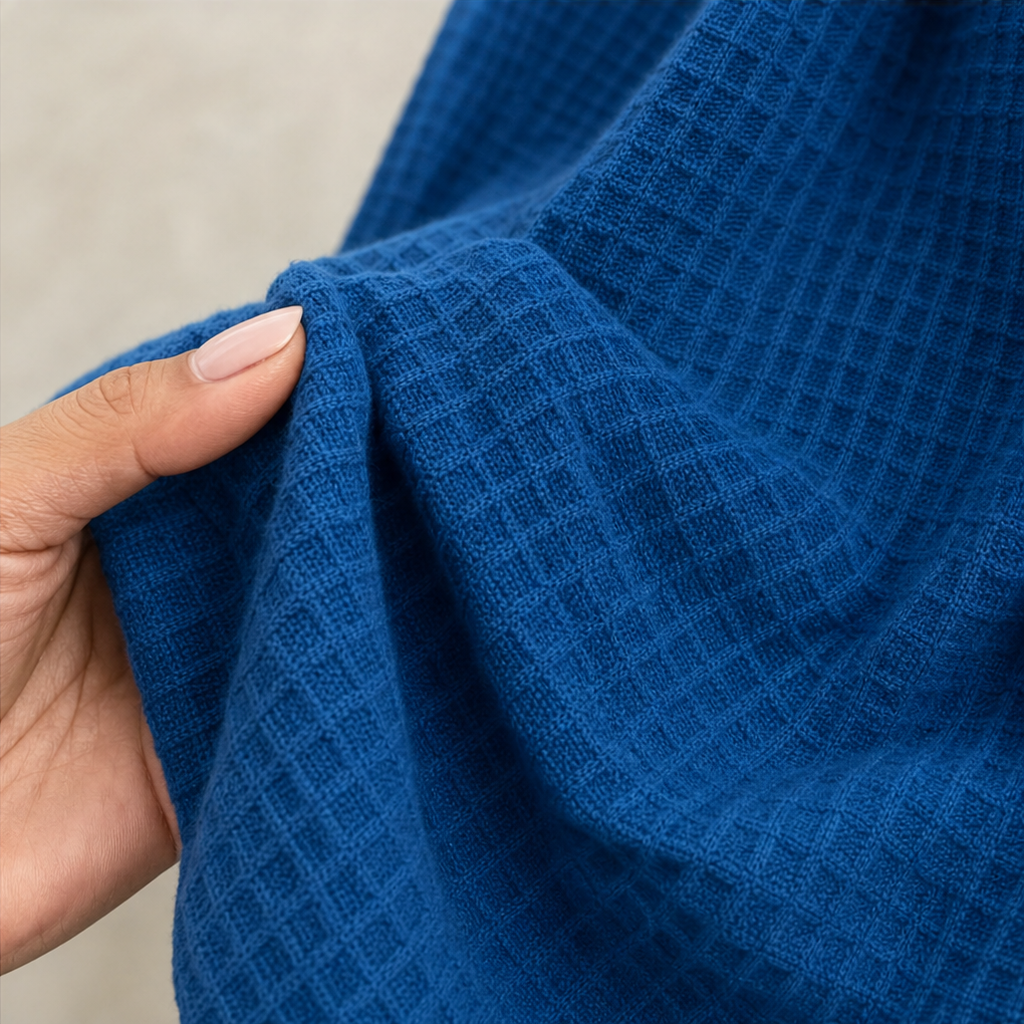 Drapella Asymmetric Crossover Hem Waffle Knit Top - Elena Harper
