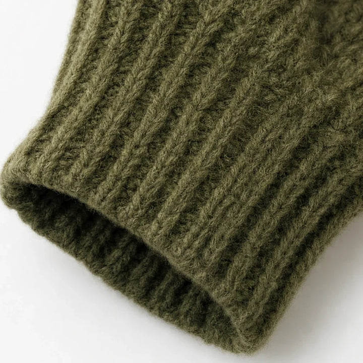 Aurelle – Gold Button Shoulder Knit Turtleneck Sweater