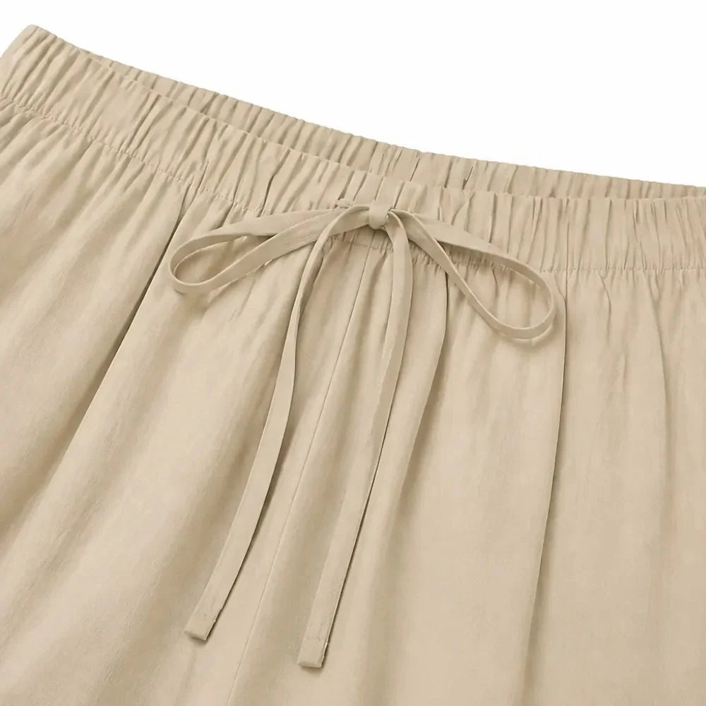 Calaya Wide Leg Drawstring Pants for Women, Lightweight Summer Pull On Bottoms - Elena Harper