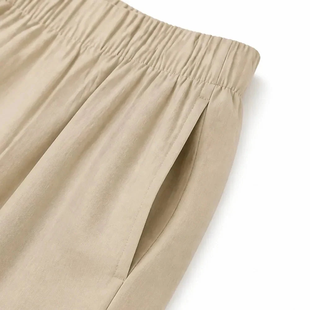 Calaya Wide Leg Drawstring Pants for Women, Lightweight Summer Pull On Bottoms - Elena Harper