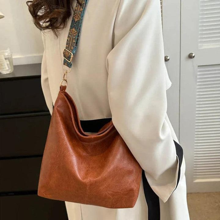 Faux Leather Tote Bag with Boho Strap