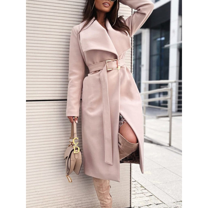Belted Wrap Coat with Faux Fur Collar
