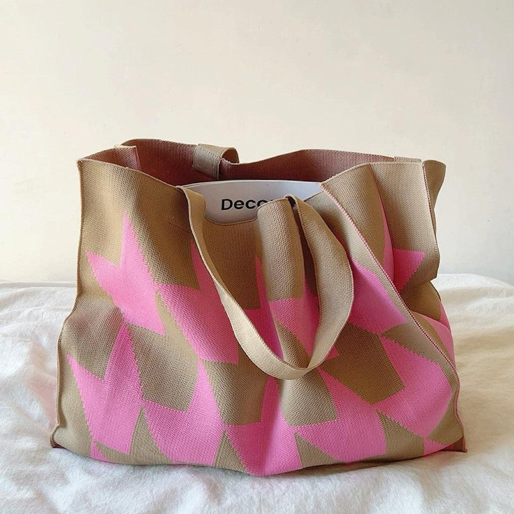 Geometric Knit Tote Bag
