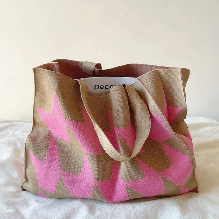 Geometric Knit Tote Bag