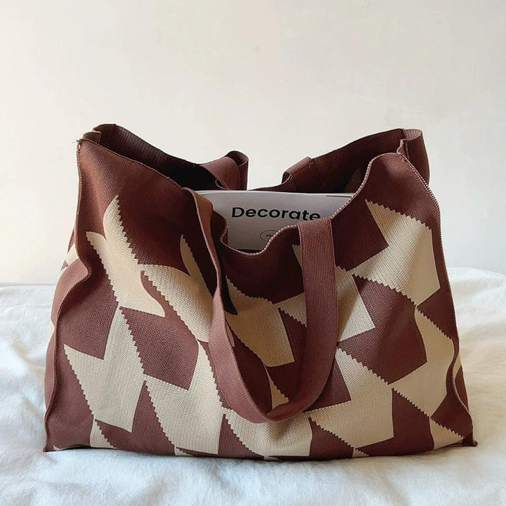 Geometric Knit Tote Bag