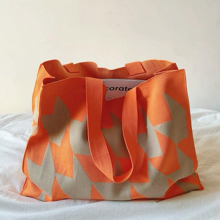 Geometric Knit Tote Bag
