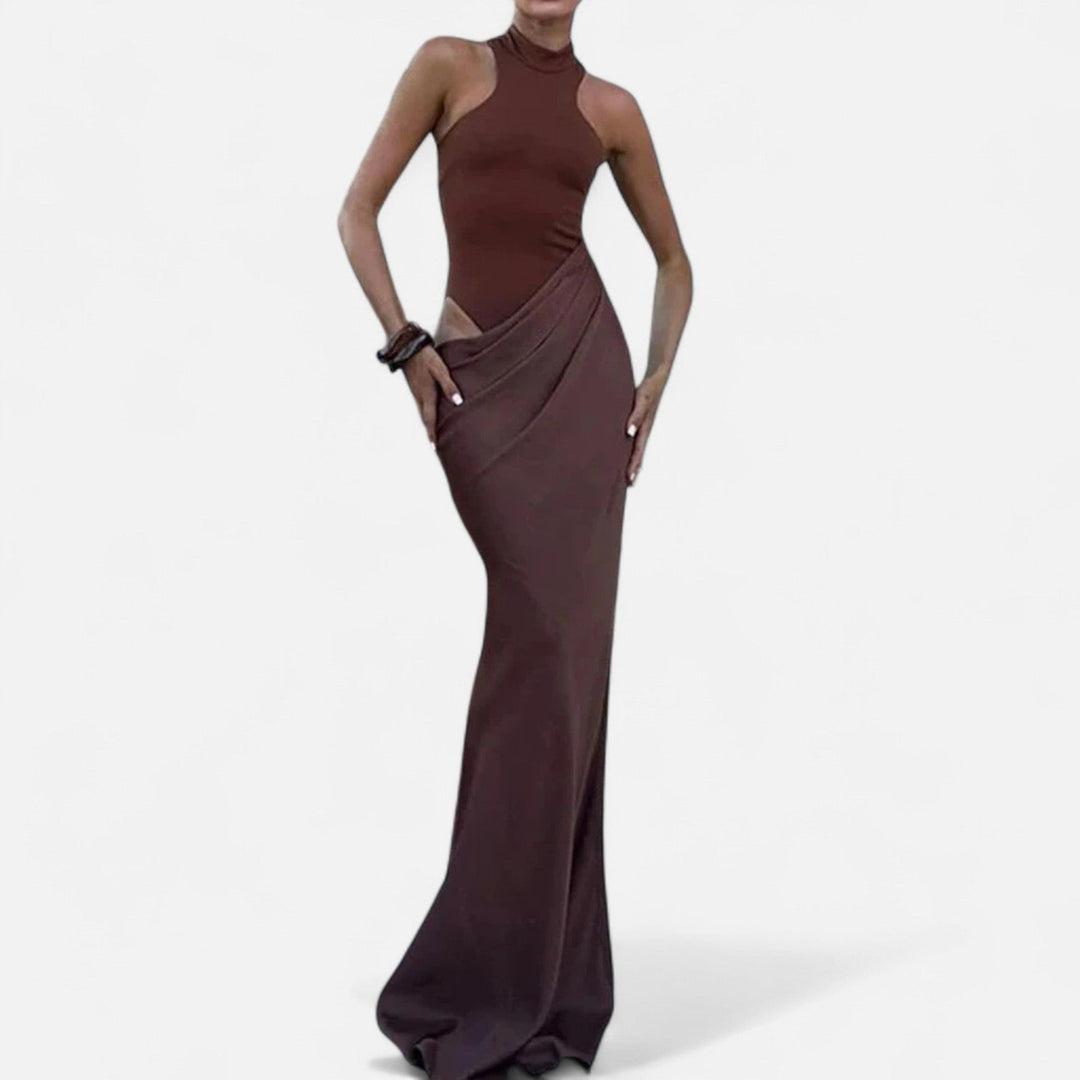 Kerstin | Women's Maxi Dress with Cut-Out and Halter Neck