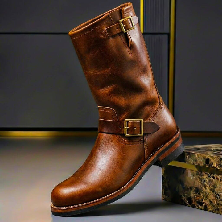 Quade Ankle Boots Made of Vintage Leather, view 2 - Elena Harper