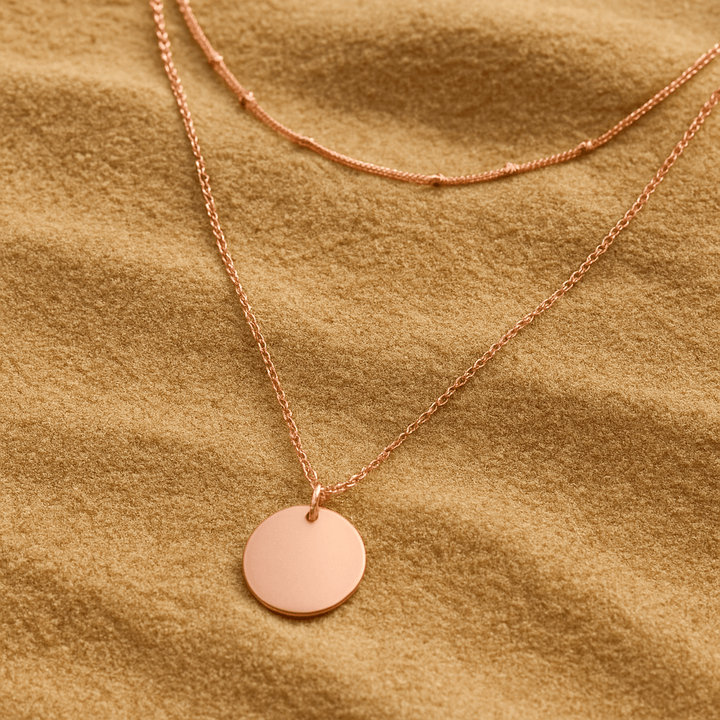 Simplicity Necklace – Double Chain and Plain Medallion