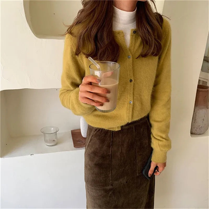 Ladies' Cardigan with Buttons and Soft Knitted Finish